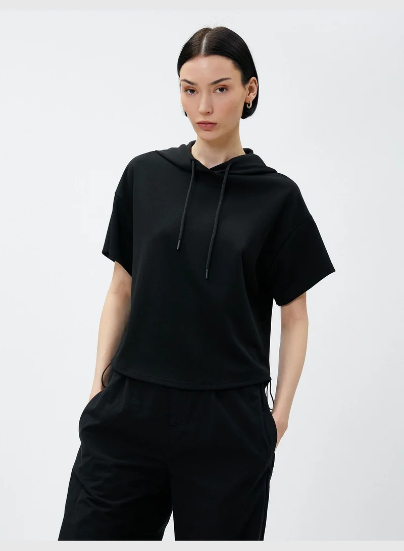 كوتون Hooded Short Sleeve Basic Sweatshirt