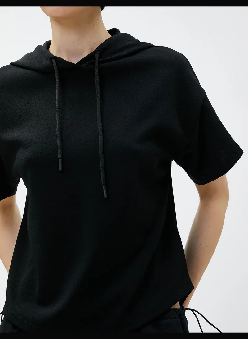 كوتون Hooded Short Sleeve Basic Sweatshirt