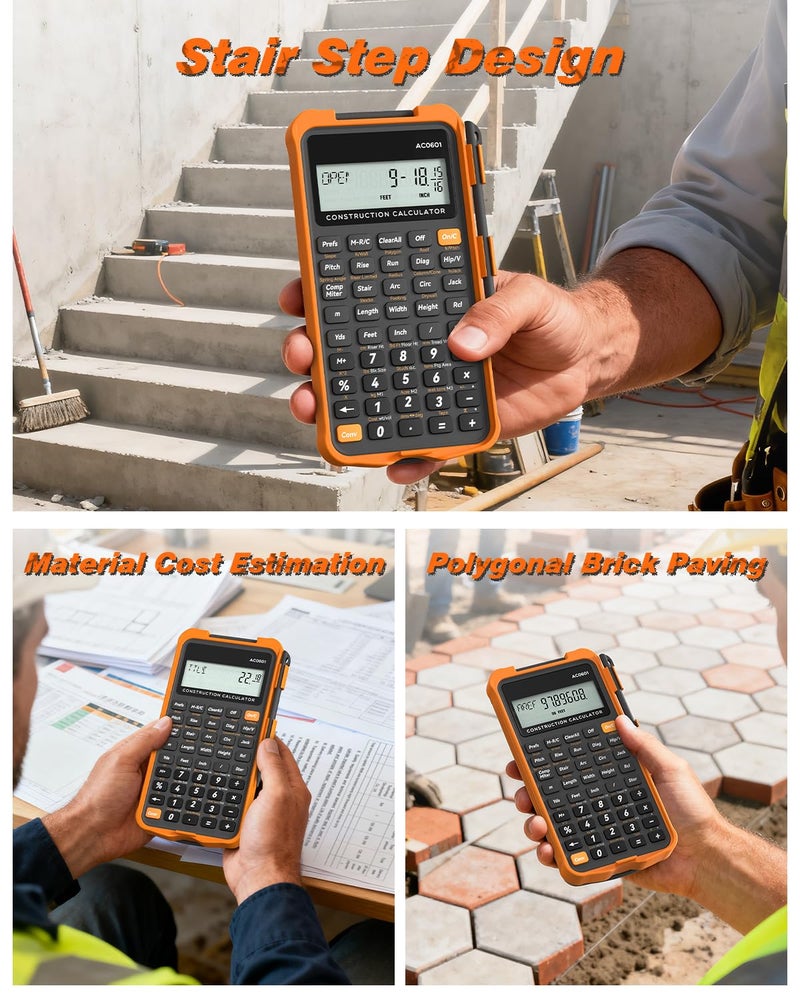 ROATEE Construction Calculator with Writing Tablet Industrial & Scientific ROATEE Engineering Calculator for Contractor, Concrete Pocket Feet-inch-Fraction Calculators for Carpenter, Framer, Remodeler - Image 5