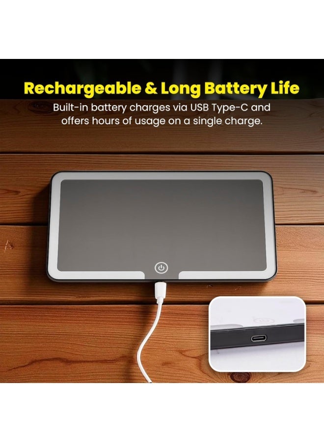 مرآة مكياج للسيارة بوضوح عالي مع إضاءة LED بثلاثة ألوان قابلة للتعديل تصميم قابل للطي مرآة تجميل لجهة الراكب مناسبة لمعظم السيارات - Image 5