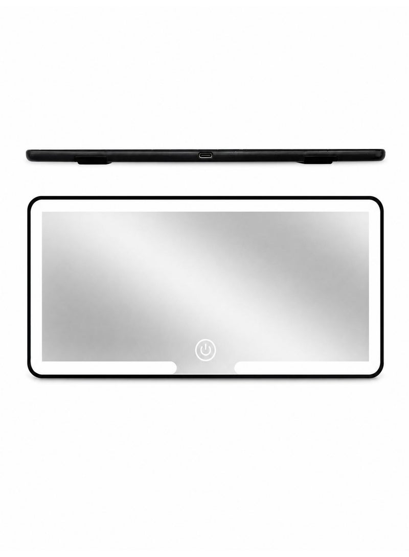 Car Sun Visor Makeup Mirror with HD Glass LED Light Three Color Adjustable Brightness Foldable Design Passenger Side Vanity Mirror for Quick Touch Up Suitable for Most Cars - Image 1