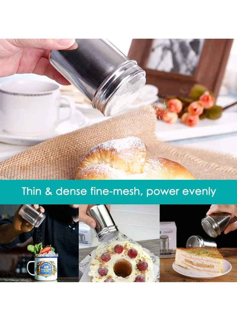 Y&D Flour Sugar Salt shaker Stainless Steel Chocolate Shaker Icing Cocoa Coffee Sifter for Kitchen Craft Handle and 16 pcs Printing Molds Stencils  - Image 5