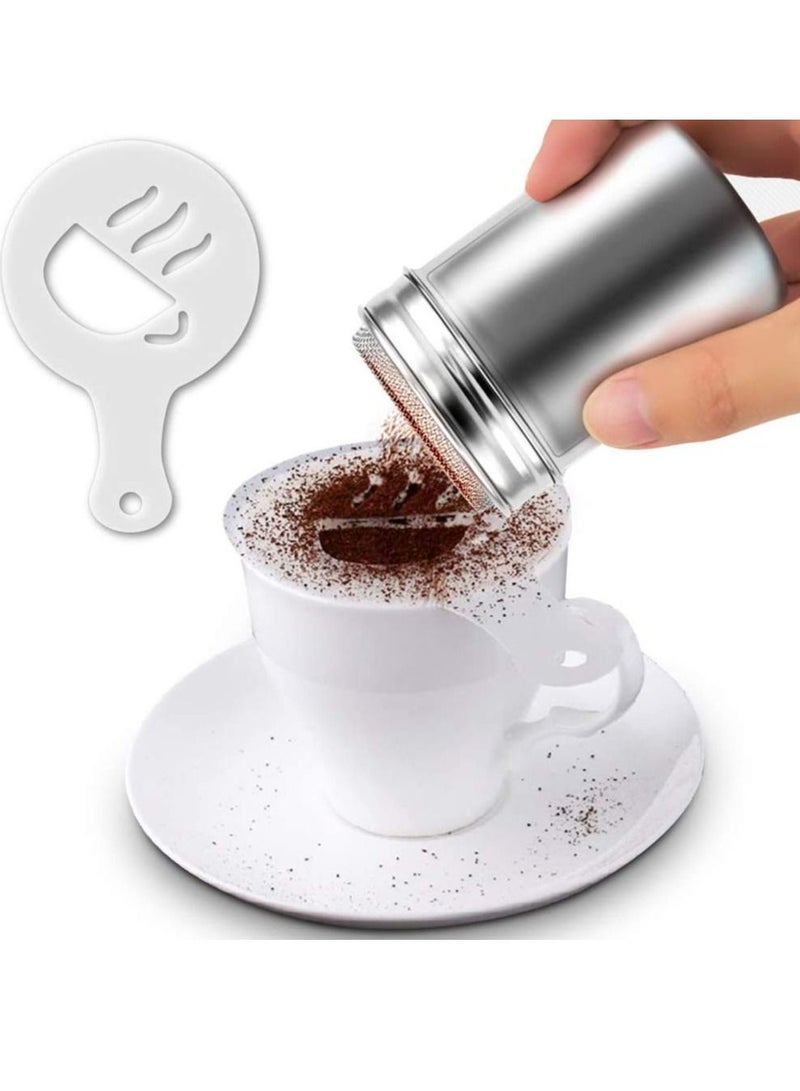 Y&D Flour Sugar Salt shaker Stainless Steel Chocolate Shaker Icing Cocoa Coffee Sifter for Kitchen Craft Handle and 16 pcs Printing Molds Stencils  - Image 3