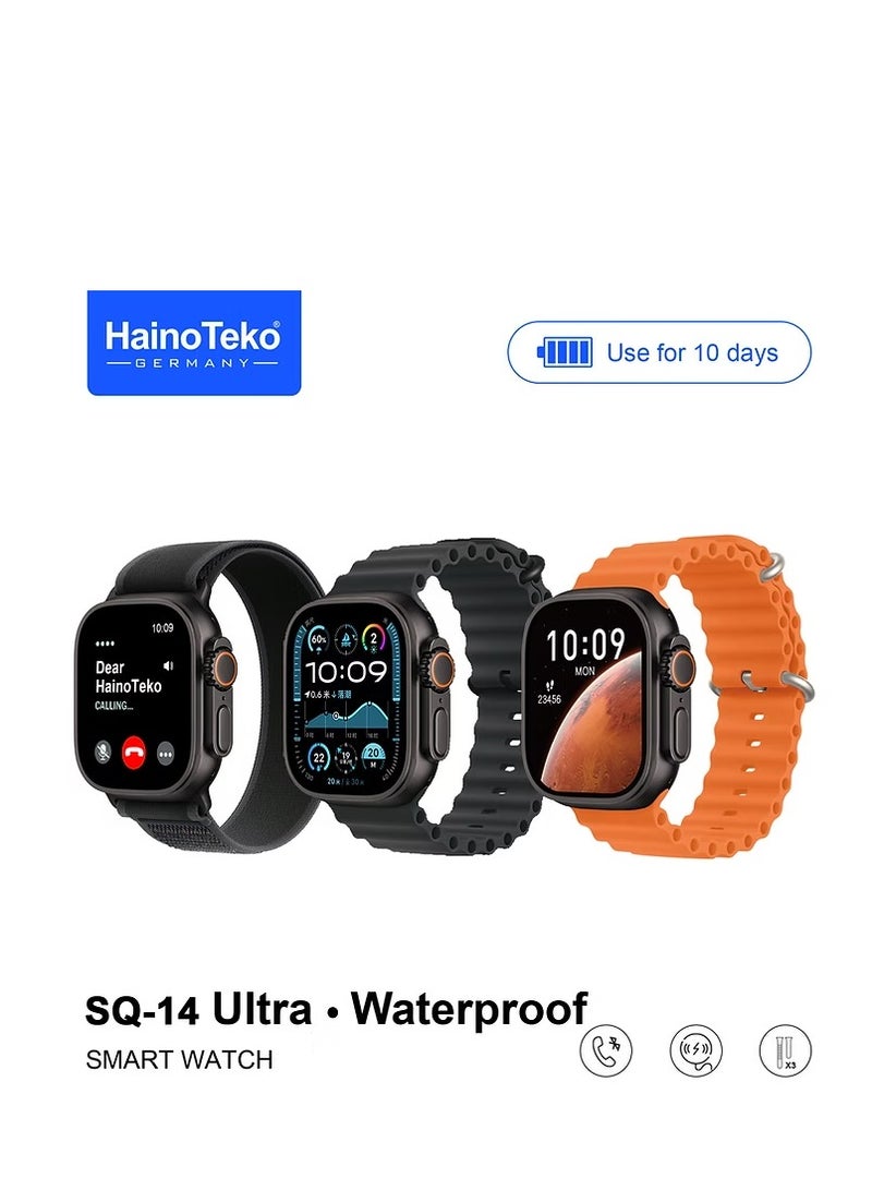 Haino Teko Haino Teko SQ 14 Ultra 49 mm Ultra Model  Smartwatch with 3 Straps and Wireless Charger for Men Boys Black 10Days Battery Back Up - Image 2