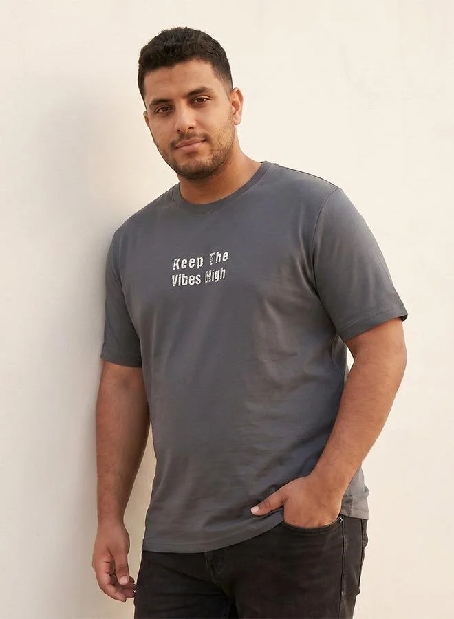 Maxim Plus Crew Neck Slogan Print T-shirt