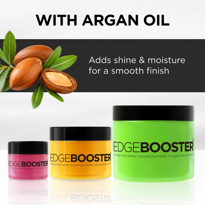 Style Factor Edge Booster Strong Hold Water-Based Pomade | Formulated with Argan Oil for Moisture & High Shine | Long Lasting Edge Control Gel | Strawberry, 3.38 oz - Image 3