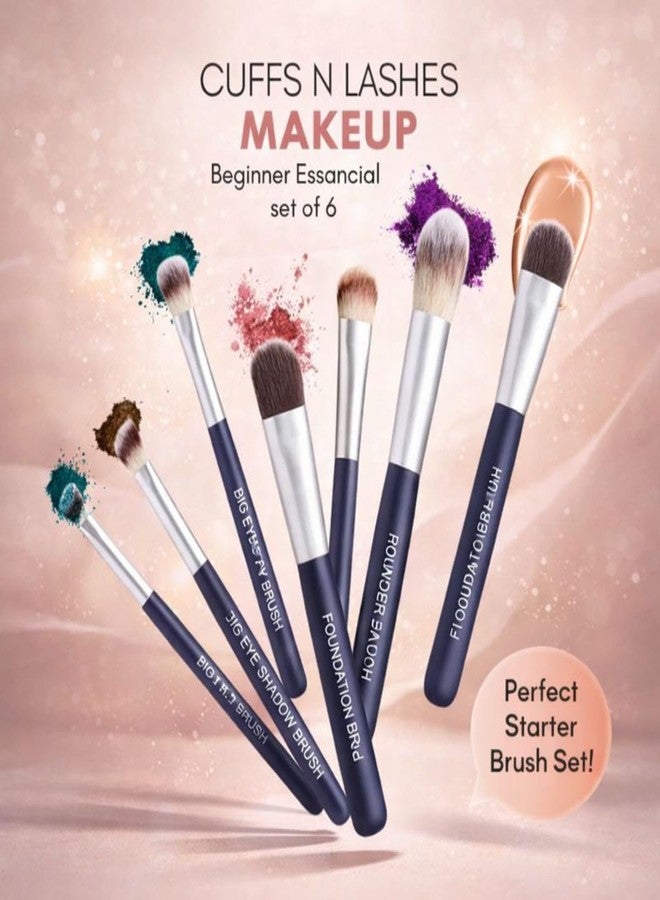 Cuffs n Lashes Beginners Basic Face & Eye Brush Set of 6 - Image 2