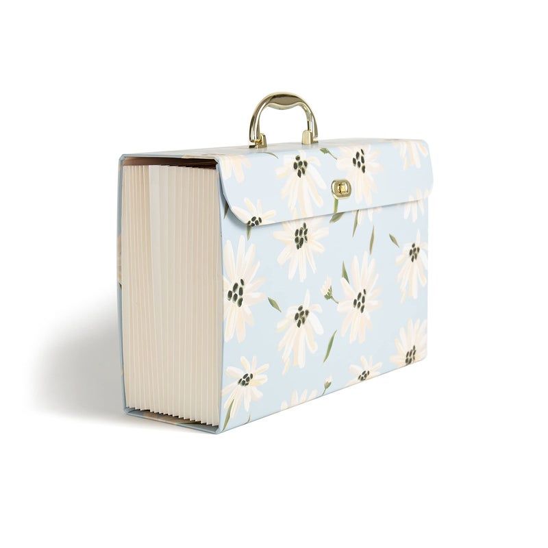 U Brands Expanding 19 Pocket Fashion File Folder Blue Gilded Spring 154 x 105 - Image 2