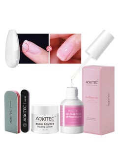 Aokitec Clear Dip Powder For Nails - 28G Build Powder Nail Repair Kit With 15Ml Nail Repair Glue For Broken Cracked Split Weak Nails Ideal Solution Emergency Easy Quick Fix Air Dry Salon Home Use  - Image 1