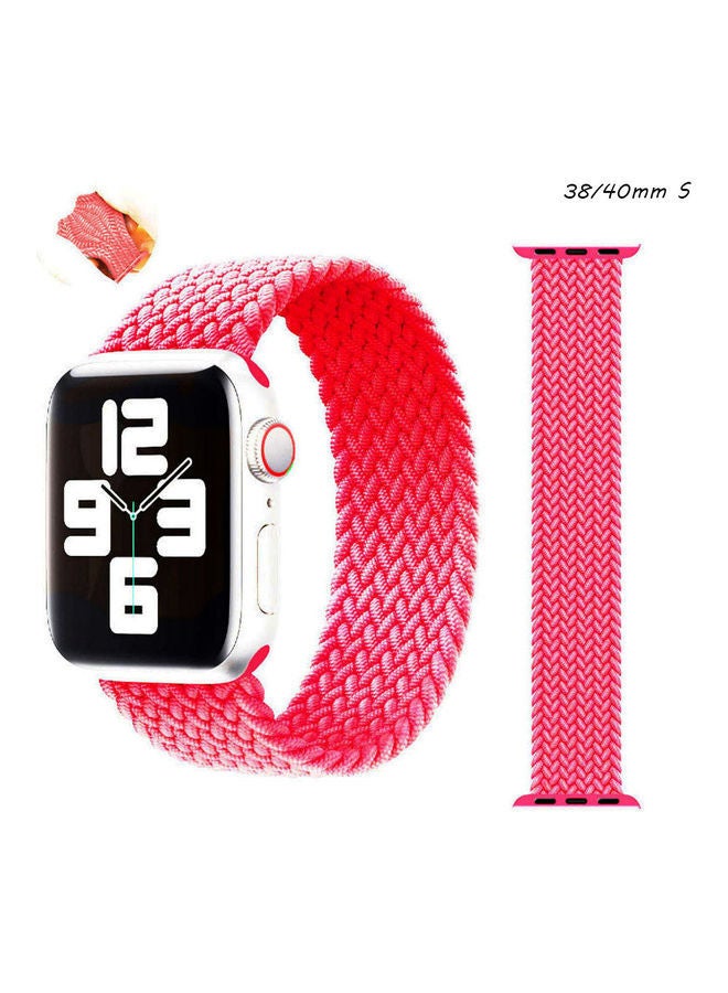 NIBEMINENT Braided Replacement Strap For Apple Watch Series 1/2/3/4/5/6/SE 38-40mm Pink - Image 1