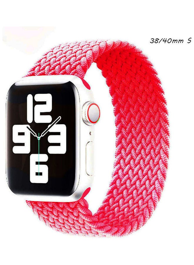 NIBEMINENT Braided Replacement Strap For Apple Watch Series 1/2/3/4/5/6/SE 38-40mm Pink - Image 2