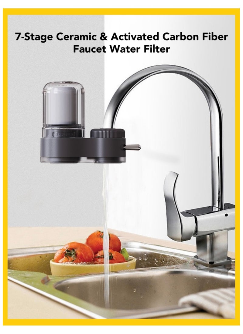 Oasis Casa - 7-Stage Ceramic Purification Faucet Water Purifier Filter for Kitchen Sink Bathroom Washbasin Home Drinking, ReuseableTap Water Filter for Sink with Dual Outlets, Soften Hard Water & Remove Impurities - Image 1