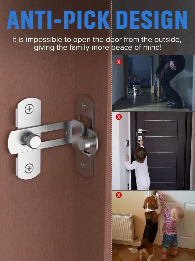 AARKRI SALES 90 Degree Stainless Steel Flip Latch Sliding Door Latch Safety Door Lock Right Angle Curved Door Buckle Brushed Finish - Image 5