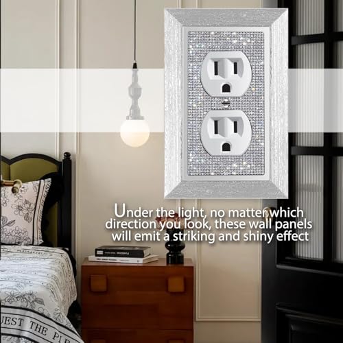 Gaocai 1 Pcs Shiny Rhinestones Outlet Covers Wall Plates Light Switch Cover Plate Decorative Imitation Wood Grain Wall Plate Single Toggle Outlet Cover Durable Switch Covers - Image 4