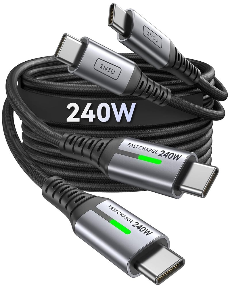 INIU Type C Cable 1M, 2 Packs 240W Nylon-Braided Cord Charger Cable, Super Fast Charging USB C Cable for iPhone 16 15 Pro Max Samsung S25 S24 S23 S22 Nintendo Switch 2 Steam Deck Laptops etc. - Image 1