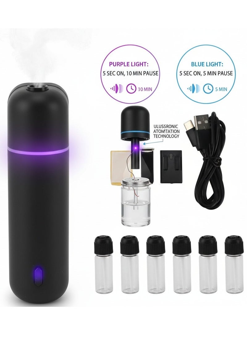 Bluejw Car Diffuser Air Freshener Aroma Diffuser Machine Essential Oil Diffuser Long Lasting Fragrance Scent Mini Car Aroma Diffuser Effective Odor Elimination Diffuser Car Scent Car Perfume with 6 bottles of 4ml Aromatherapy Essential Oil Suitable for Home Hotel Office Bathroom Car Use Ultrasonic Diffuser - Image 5