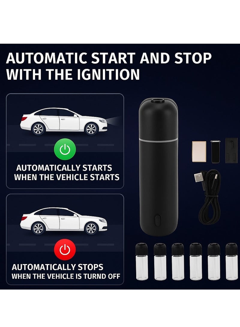 Bluejw Car Diffuser Air Freshener Aroma Diffuser Machine Essential Oil Diffuser Long Lasting Fragrance Scent Mini Car Aroma Diffuser Effective Odor Elimination Diffuser Car Scent Car Perfume with 6 bottles of 4ml Aromatherapy Essential Oil Suitable for Home Hotel Office Bathroom Car Use Ultrasonic Diffuser - Image 3
