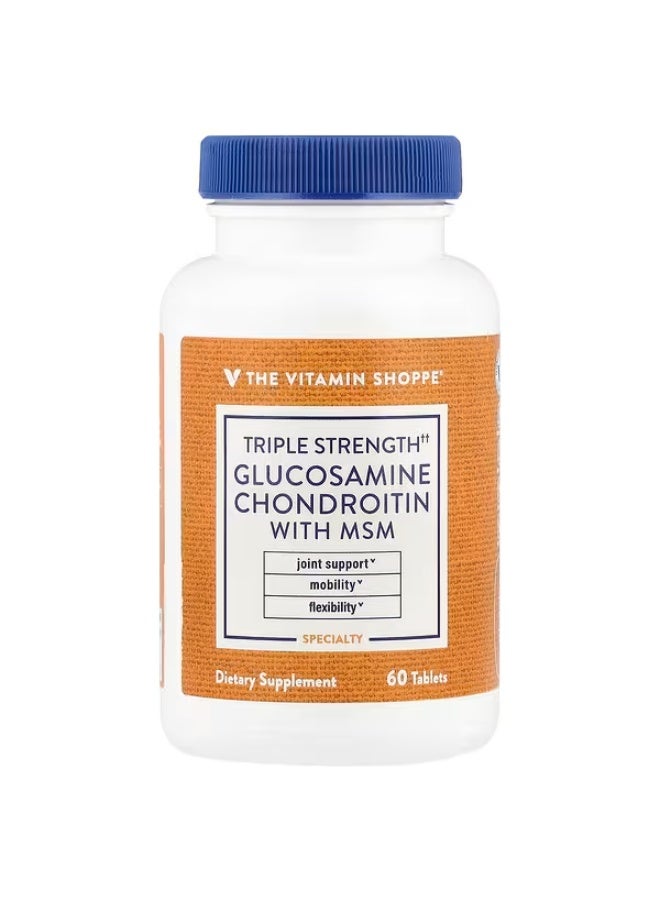 ذا فيتامين شوب متجر الفيتامينات، جلوكوزامين كوندرويتين ثلاثي القوة مع MSM، 60 قرصًا