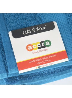 White Rose Towel 4 Piece Bathroom  Set ACCRA 550 GSM 100% Cotton Terry 2 Bath  70X140 cm & 2 Hand  50x90 cm Green & Blue Color Soft Feel Super Absorbent  - Image 5
