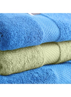 White Rose Towel 4 Piece Bathroom  Set ACCRA 550 GSM 100% Cotton Terry 2 Bath  70X140 cm & 2 Hand  50x90 cm Green & Blue Color Soft Feel Super Absorbent  - Image 3