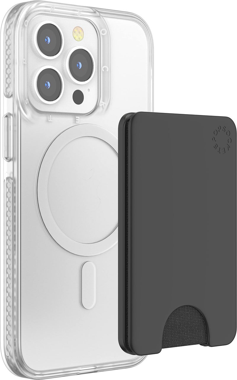 PopSockets Minimalist Slim Phone Wallet with MagSafe Adapter Ring, Phone Card Holder, Wireless Charging Compatible, Wallet Without Grip Compatible with MagSafe- Black - Image 2