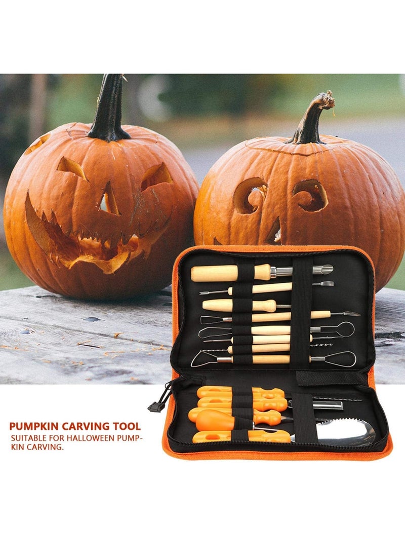SYOSI Pumpkin Carving Kit, 13PCS Sharp Manual Sculpt Halloween Pumpkin Lantern Carving Tools with Storage Bag, Professional Pumpkin Cutting Supplies Kit for Sculpture Experts & Beginners - Image 2