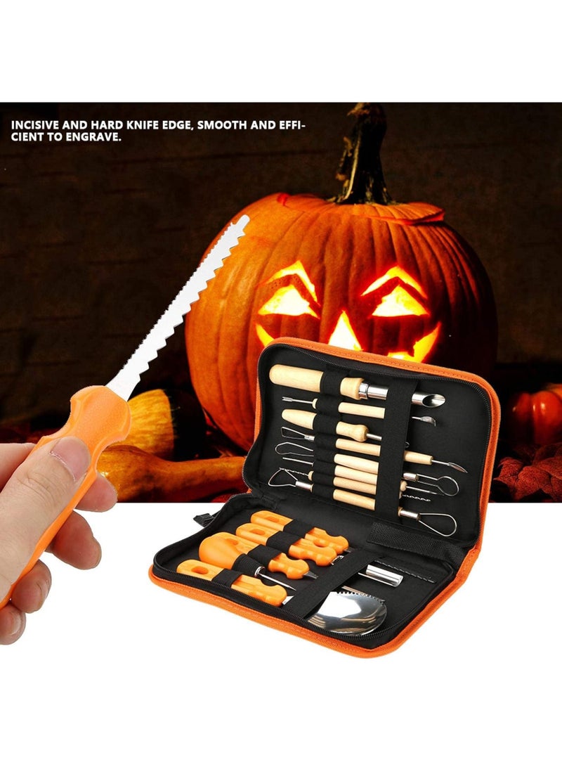 SYOSI Pumpkin Carving Kit, 13PCS Sharp Manual Sculpt Halloween Pumpkin Lantern Carving Tools with Storage Bag, Professional Pumpkin Cutting Supplies Kit for Sculpture Experts & Beginners - Image 3