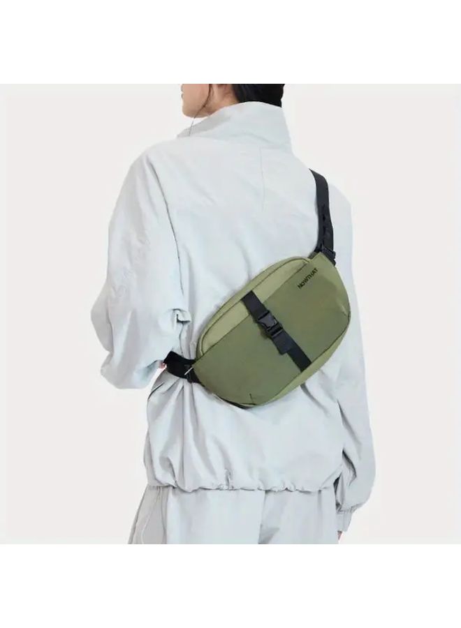 Pine Green Oxford Fabric Crossbody Bag Large Capacity Adjustable Strap Zipper Closure Travel Commute Gym Outdoor Versatile Carryall Minimalist Design - Image 4