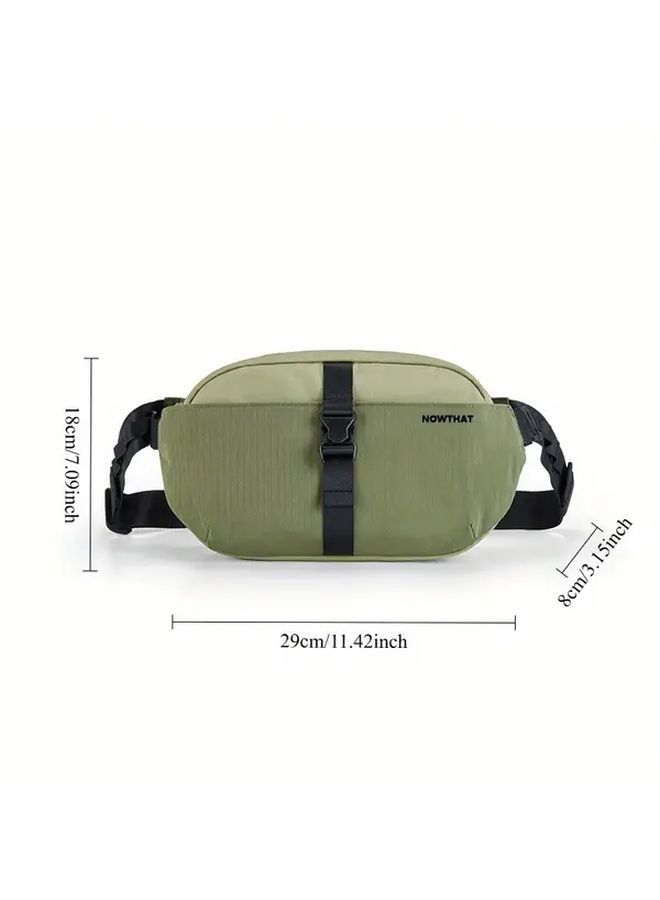 Pine Green Oxford Fabric Crossbody Bag Large Capacity Adjustable Strap Zipper Closure Travel Commute Gym Outdoor Versatile Carryall Minimalist Design - Image 2