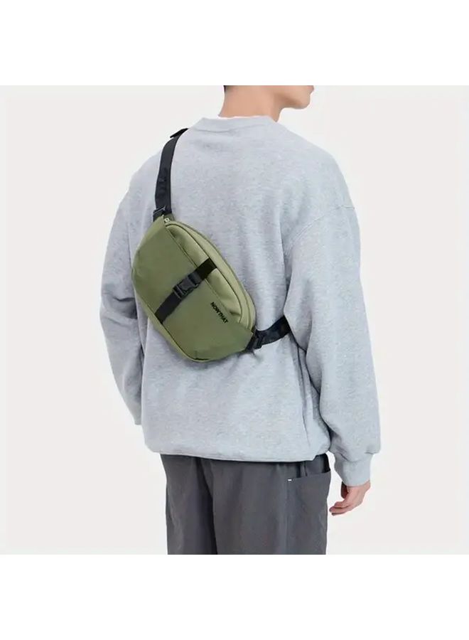 Pine Green Oxford Fabric Crossbody Bag Large Capacity Adjustable Strap Zipper Closure Travel Commute Gym Outdoor Versatile Carryall Minimalist Design - Image 1