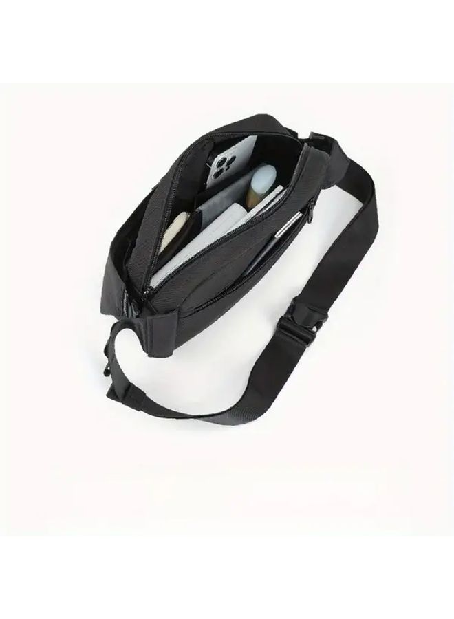 Pine Green Oxford Fabric Crossbody Bag Large Capacity Adjustable Strap Zipper Closure Travel Commute Gym Outdoor Versatile Carryall Minimalist Design - Image 3