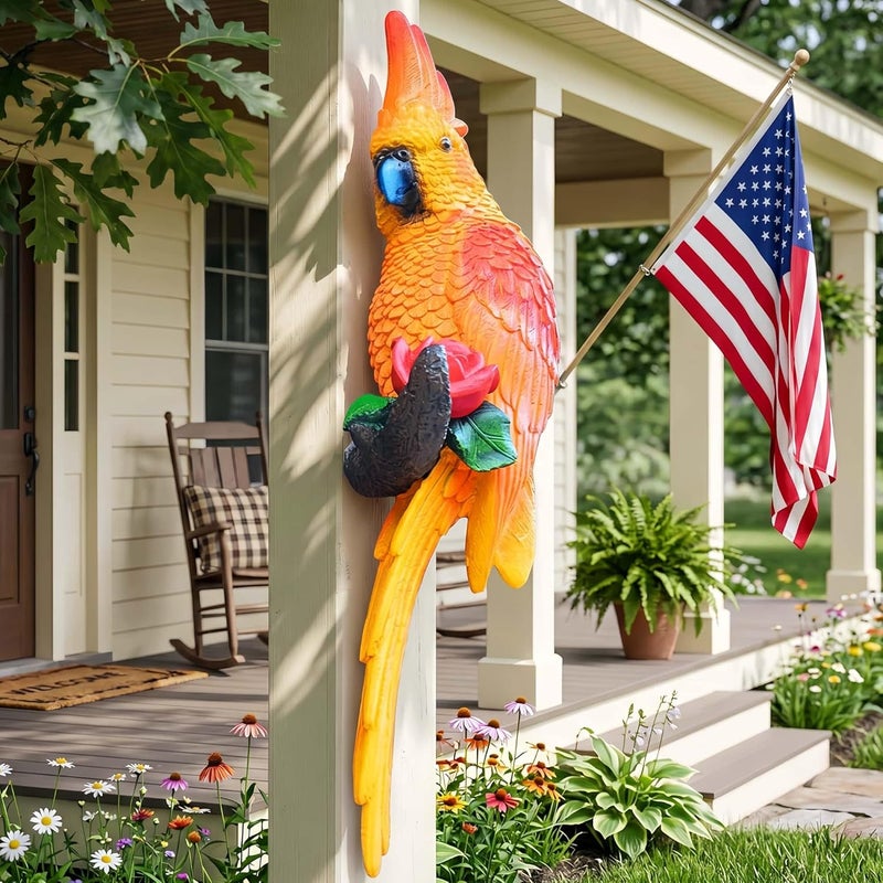 Euiroet Tropical Hanging Parrot Decor,Real Resin Bird Figurines,Bird Statues,Home Ornament Decor for Tiki Bar,Perfect for Yard Ornaments,Tree Decorations Outdoor,Patio,Lawn,Tree Trunk, Porch - Image 5
