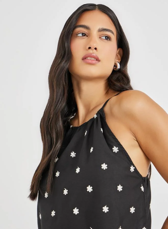 Styli Styli Embroidered Strappy Top
