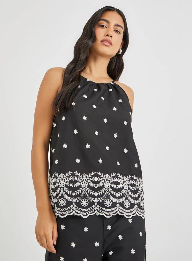 Styli Styli Embroidered Strappy Top