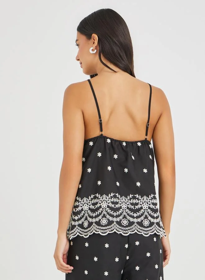 Styli Styli Embroidered Strappy Top