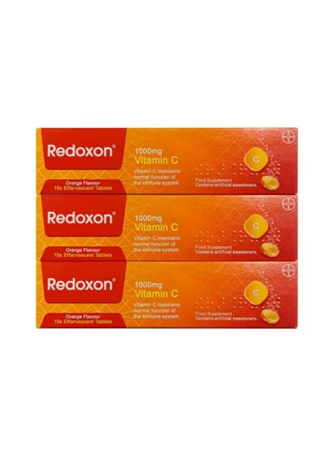 Redoxon Vitamin C 1000mg Orange Flavour Effervescent Tablets, 3-Pack