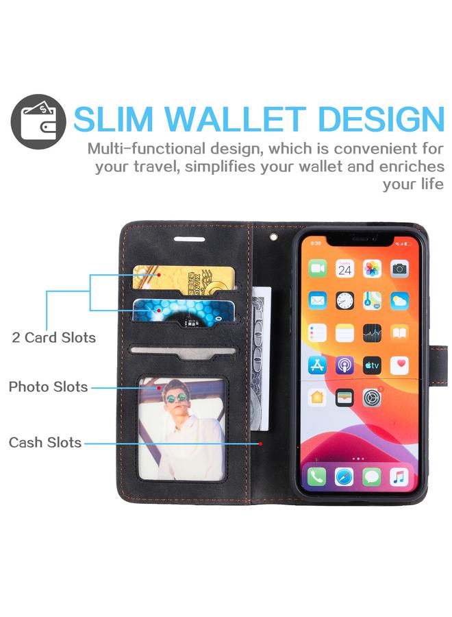 اس-توب جراب هاتف iPhone X / XS Skin Feel مضاد للسرقة بفرشاة أفقية قابلة للطي من الجلد - Image 3