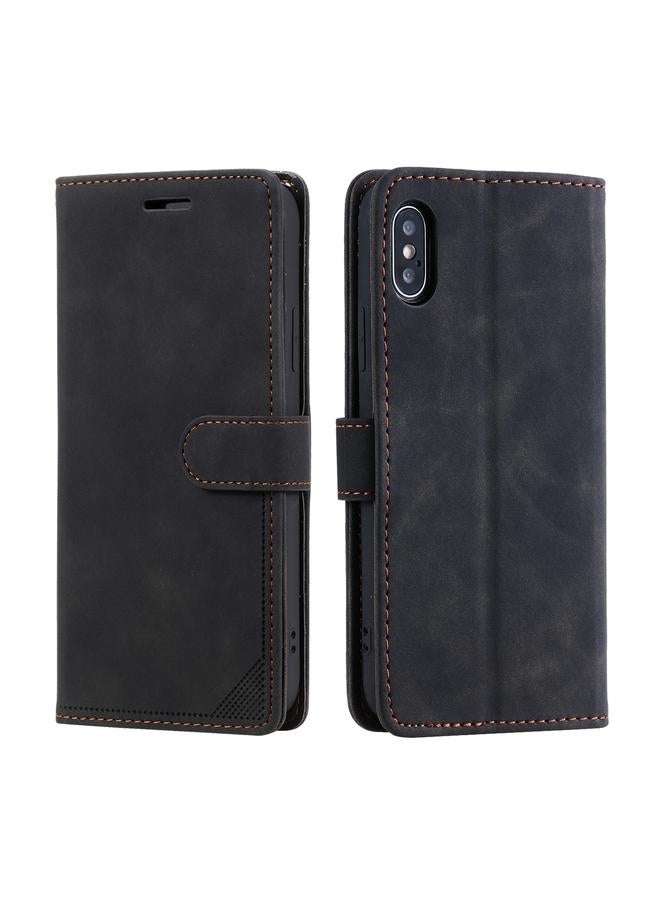 اس-توب جراب هاتف iPhone X / XS Skin Feel مضاد للسرقة بفرشاة أفقية قابلة للطي من الجلد - Image 2