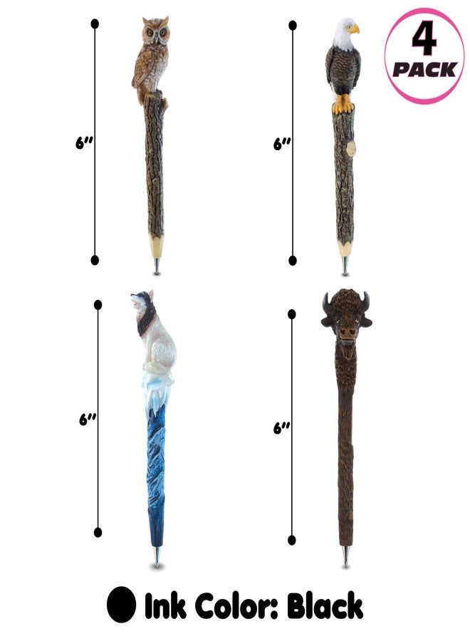 Planet Pens Bundle of Owl, Eagle, Wolf, Bison Novelty Pens - Fun & Unique Office Supplies Ballpoint Pens Colorful Wild Life Animals Writing Pens Instrument For Cool School & Office Decor - 4 Pack - Image 2