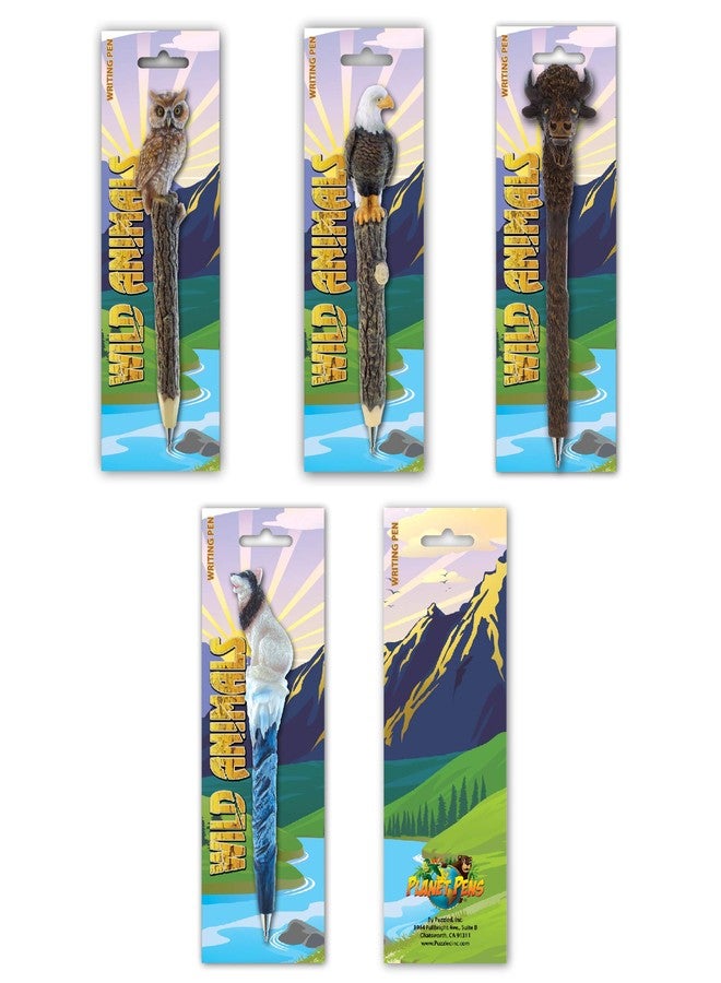 Planet Pens Bundle of Owl, Eagle, Wolf, Bison Novelty Pens - Fun & Unique Office Supplies Ballpoint Pens Colorful Wild Life Animals Writing Pens Instrument For Cool School & Office Decor - 4 Pack - Image 4