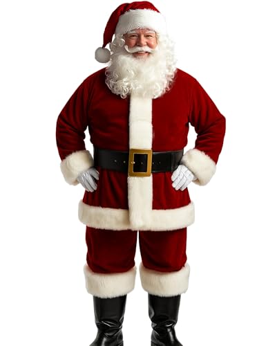 ADOMI Santa Claus Costume for Men Adults Santa Suit 11pcs Mens Red Deluxe Christmas Clause Outfit Cosplay Vacation Suits Set XL - Image 2