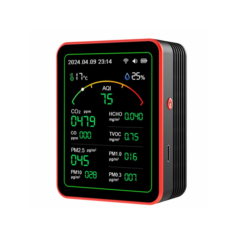 15-in-1 Air Quality Monitor Smart Air Quality Tester with CO/CO2/HCHO/TVOC/AQI/PM0.3/PM1.0/PM2.5/PM10/Temperature/Humidity/Time/Alarm Clock/Timer/Countdown Timer Mobile APP WiFi for Home & Office - Image 1