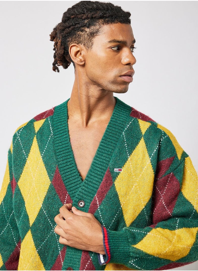 TOMMY JEANS - Argyle Check Cardigan - Image 1