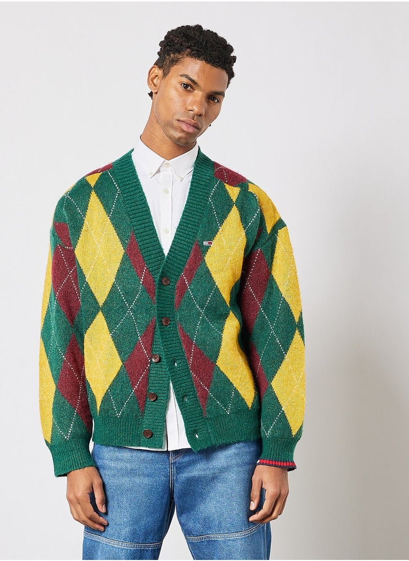 TOMMY JEANS - Argyle Check Cardigan - Image 1