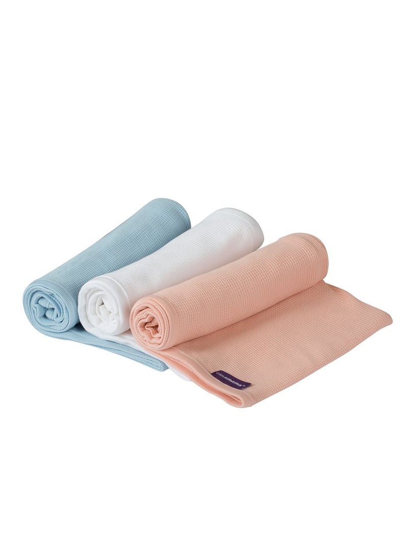 Clevamama Waffle Weave Cotton Blanket Cot/Cot Bed 120 x 140 cm - Blue - Image 3
