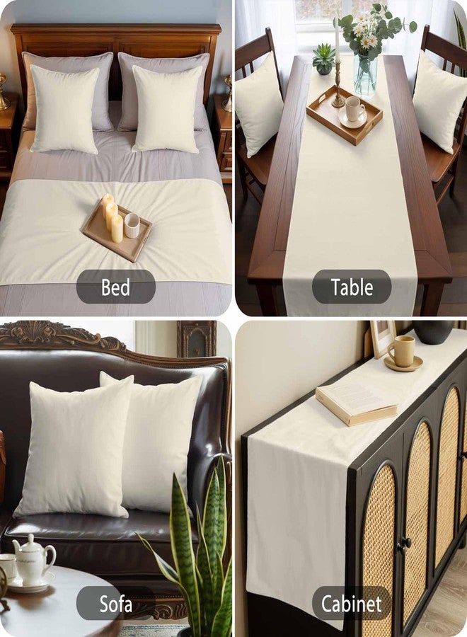 Ldtrchee Bed Runner for King Size Bed, Cream Decorative Beds Runners and 2 Matching Pillow Covers Set, Modern Pure Beige Beds Scarf Throw for Foot of Bedding Set for Hotel/Bedroom - Image 4