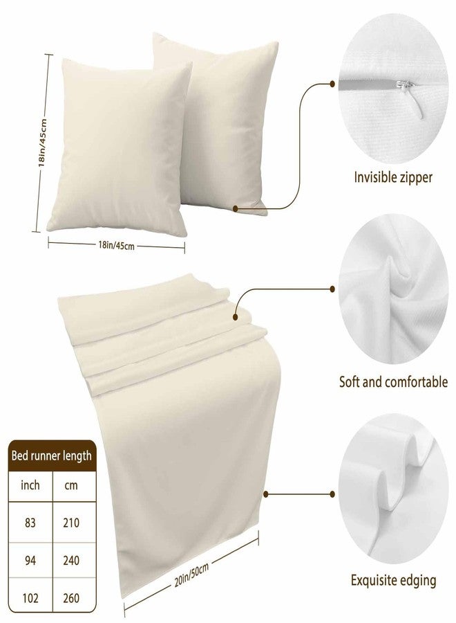 Ldtrchee Bed Runner for King Size Bed, Cream Decorative Beds Runners and 2 Matching Pillow Covers Set, Modern Pure Beige Beds Scarf Throw for Foot of Bedding Set for Hotel/Bedroom - Image 3