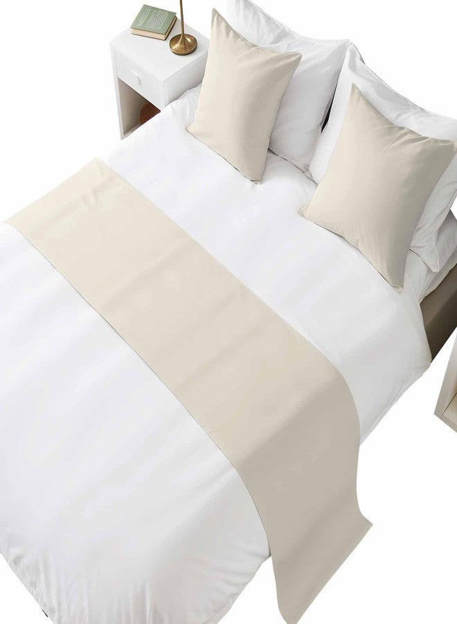 Ldtrchee Bed Runner for King Size Bed, Cream Decorative Beds Runners and 2 Matching Pillow Covers Set, Modern Pure Beige Beds Scarf Throw for Foot of Bedding Set for Hotel/Bedroom - Image 1