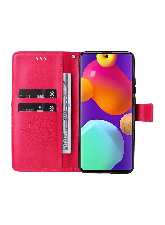 اس-توب جراب لهاتف Samsung Galaxy M62 / F62، جراب هاتف جلدي قلاب بنقشة شجرة وقط - Image 4