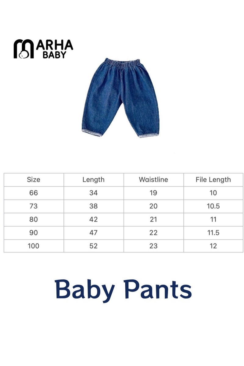 مرحبا بيبي ملابس جينز للأطفال من عمر 0 إلى 3 سنوات مصنوعة من القطن بنسبة 100% مناسبة للخريف والربيع، سراويل جينز للجنسين - Image 5